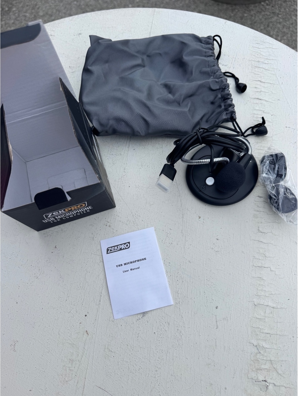 ZekPro USB Computer Microphone Gooseneck Desktop Mic w Box Bag Windscreens